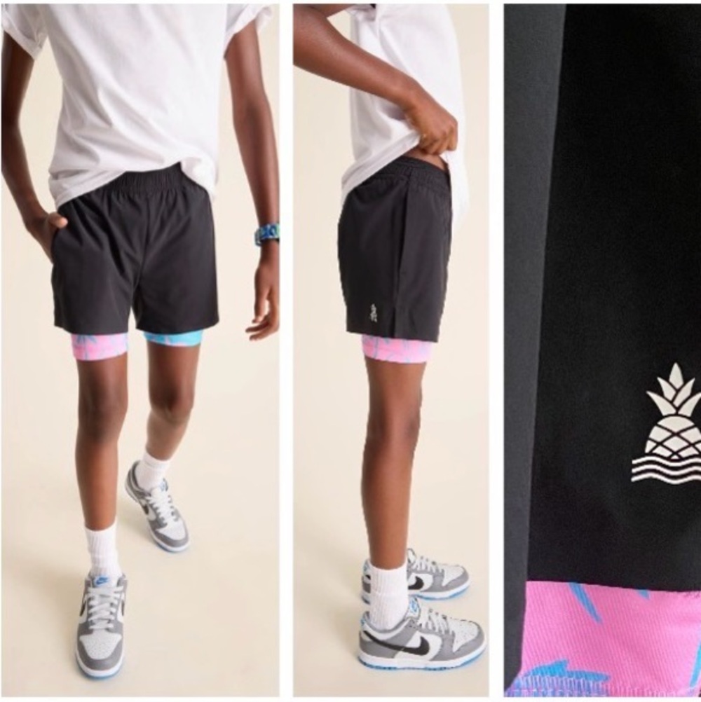 Chubbies Boys The One Leg Two Legs Training Shorts Black Blue Pink Palm Liner XL